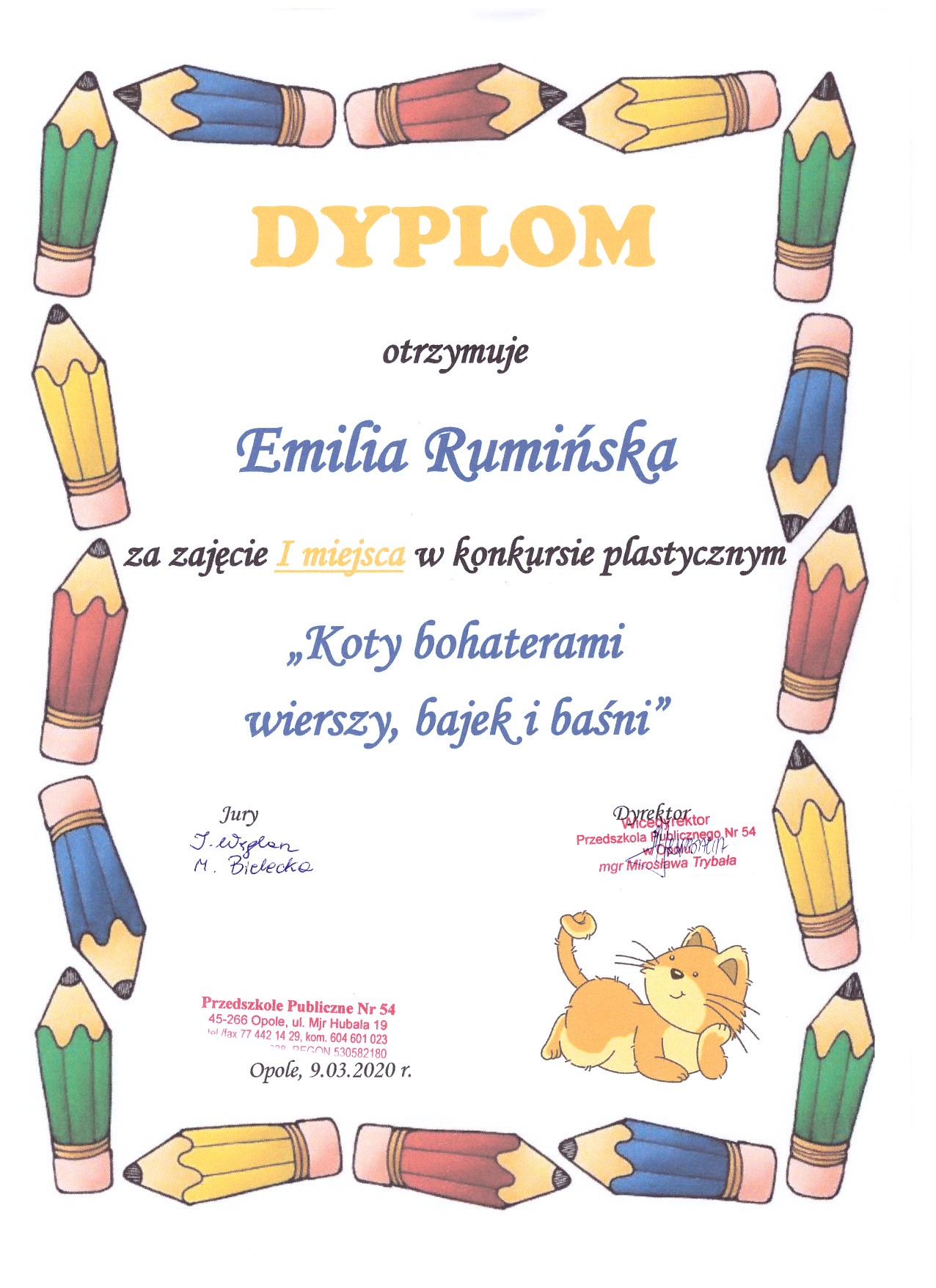 Dyplom koty PP54  Emilka